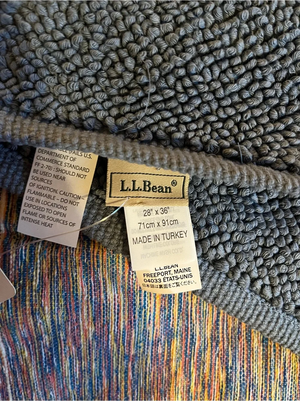 NEW! With Tags! L.L.Bean Slate Blue Organic Textured Cotton Bath Mat